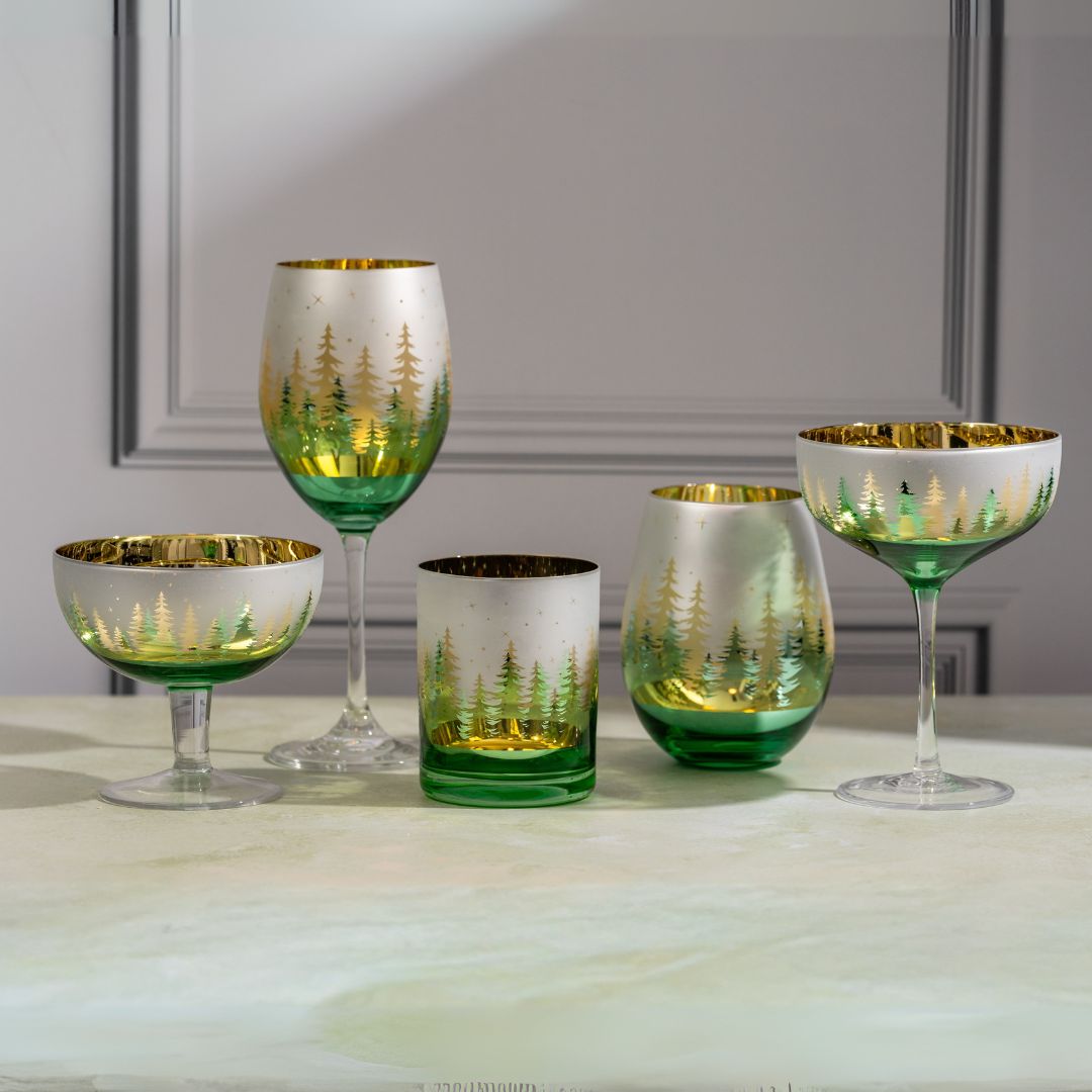 Green Pine Tree Whiskey Glasses