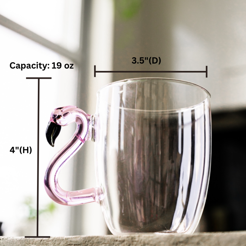 flamingo glass, flamingo glasses, flamingo glassware, flamingo glass cup, glass mug with handle, clear glass coffee mugs, glass mugs, glass coffee mugs, glass cup sets,
