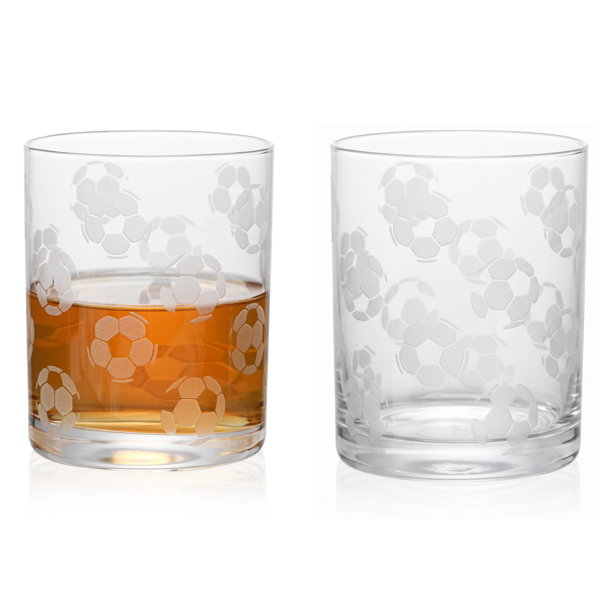 Frosted Soccer Whiskey Glasses