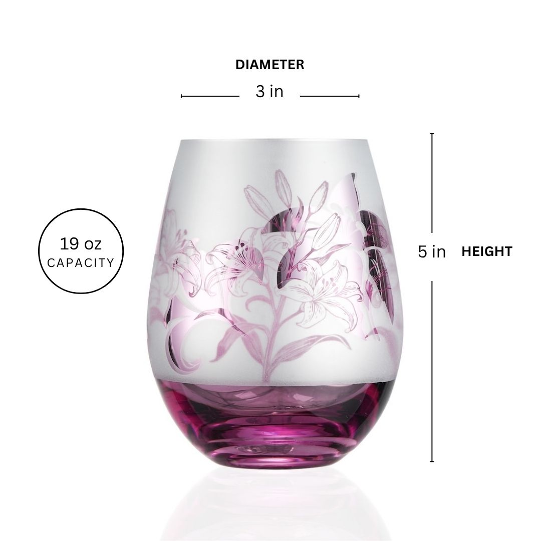 Purple Lillies Stemless Wine Glasses