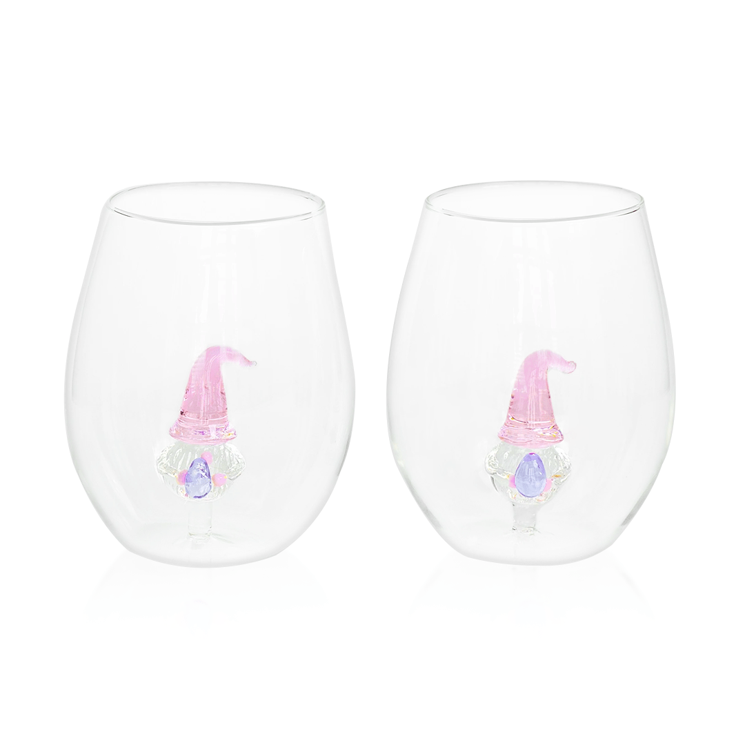 3D Easter Gnome Stemless Wine Glasses