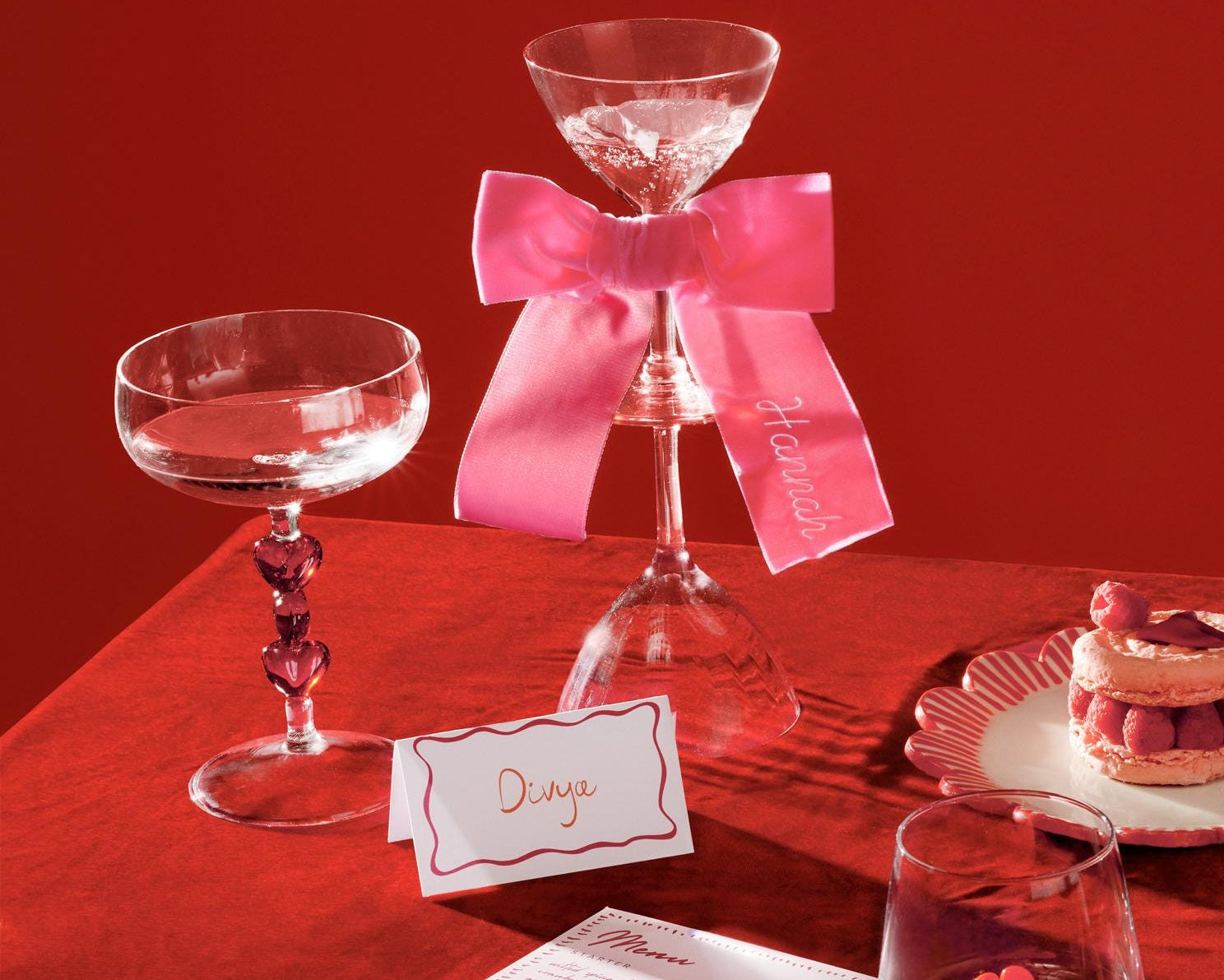 3D Red Heart Coupe Cocktail Glasses