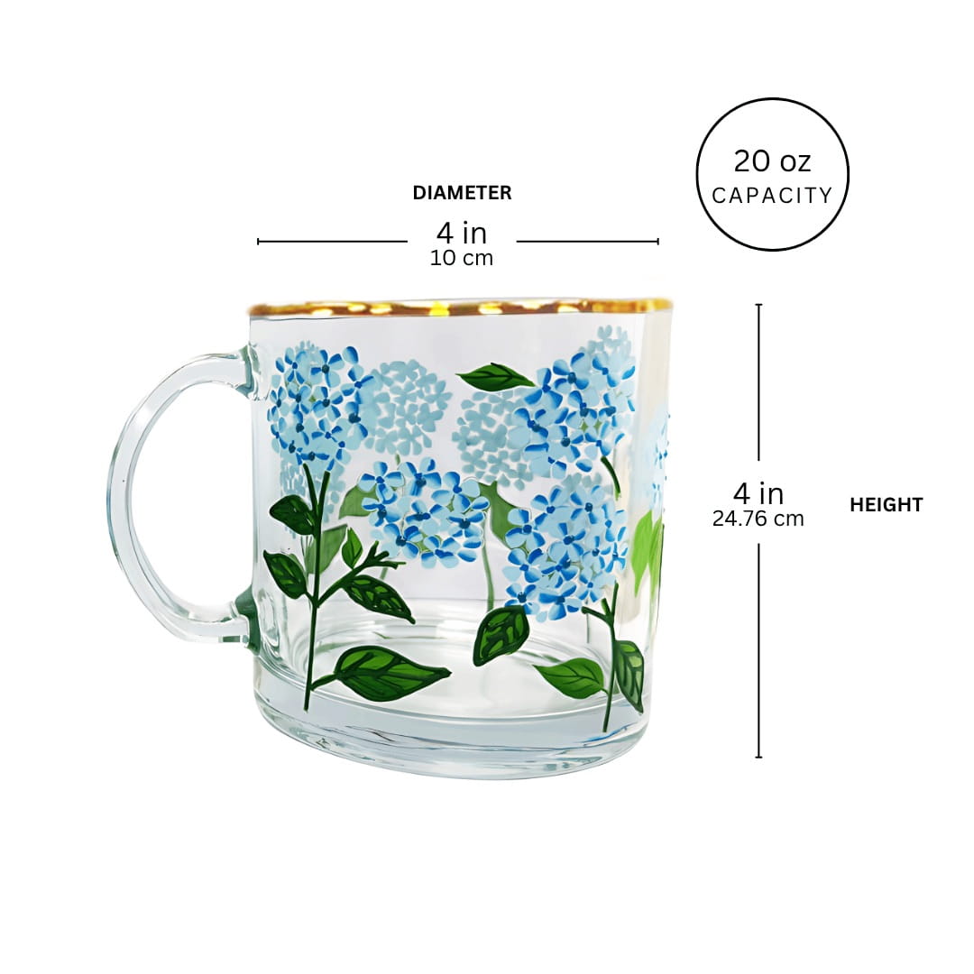 Painted Blue Hydrangea Mugs