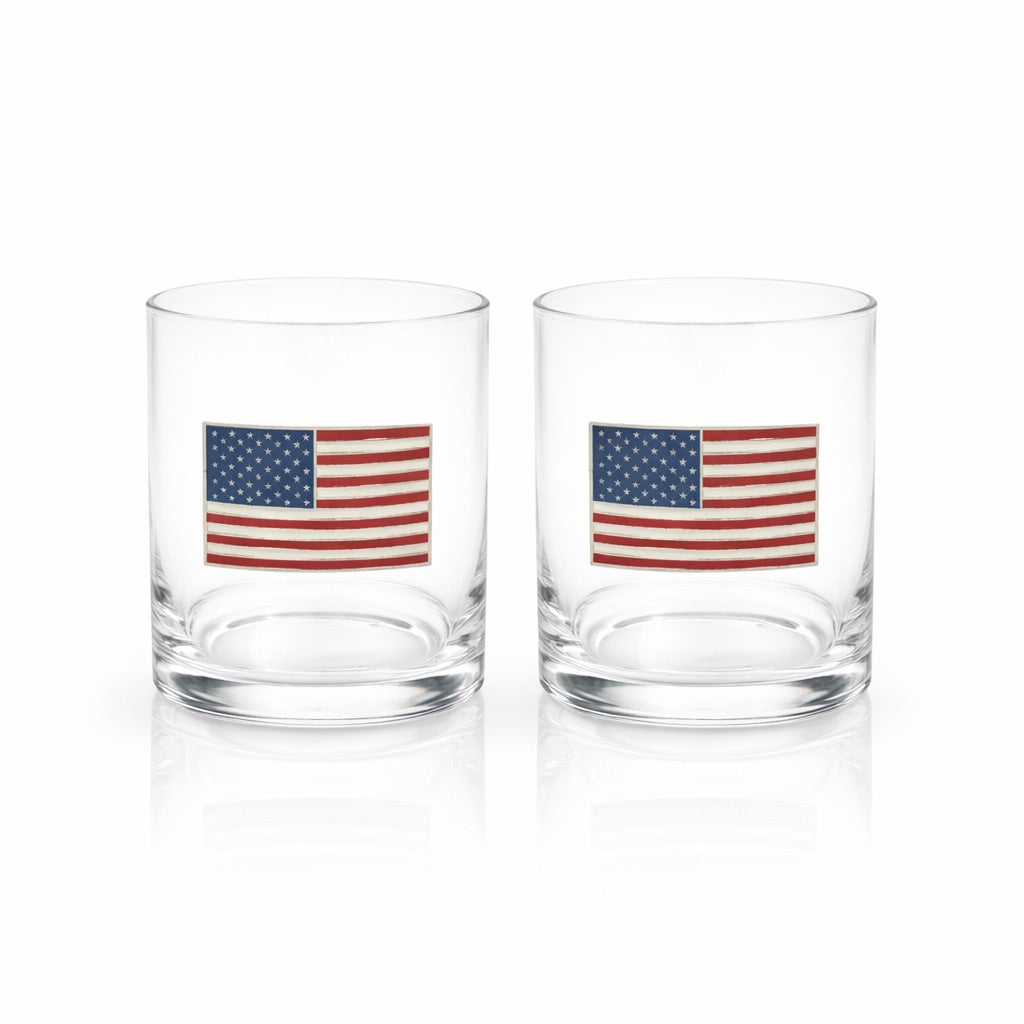 USA Flag Whiskey Glasses