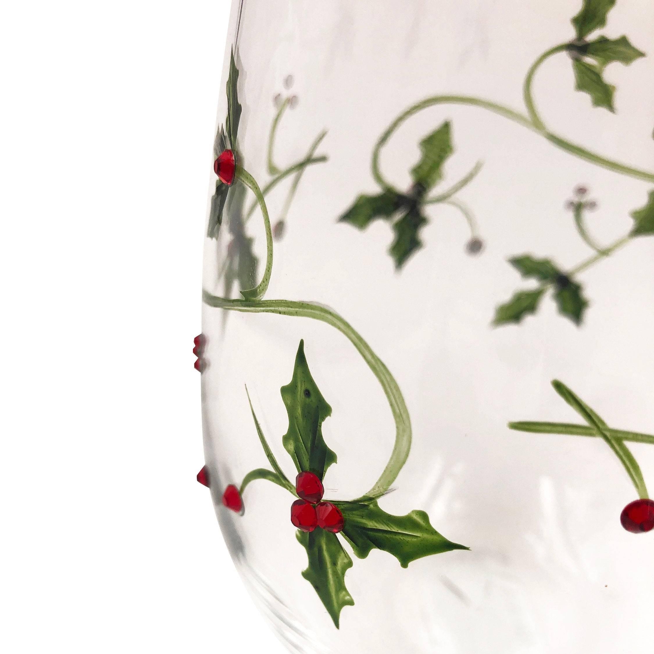 Christmas Holly Wine Glasses