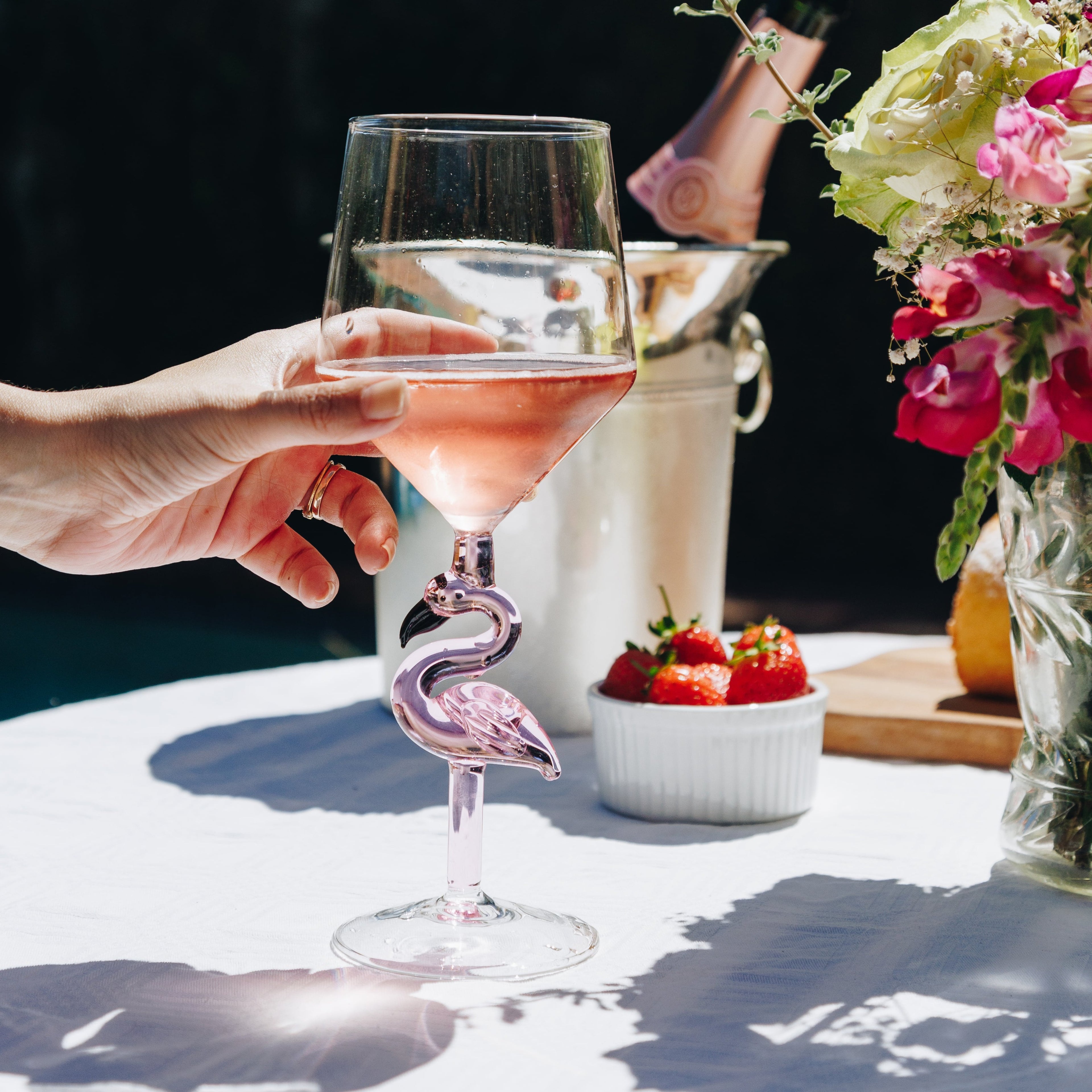 3D Flamingo Wine Glass