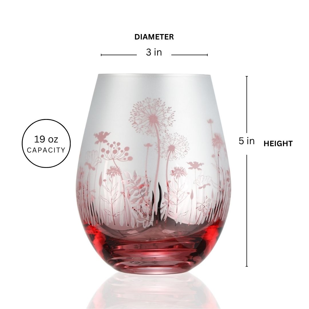 Pink Garden Stemless Wine Glasses