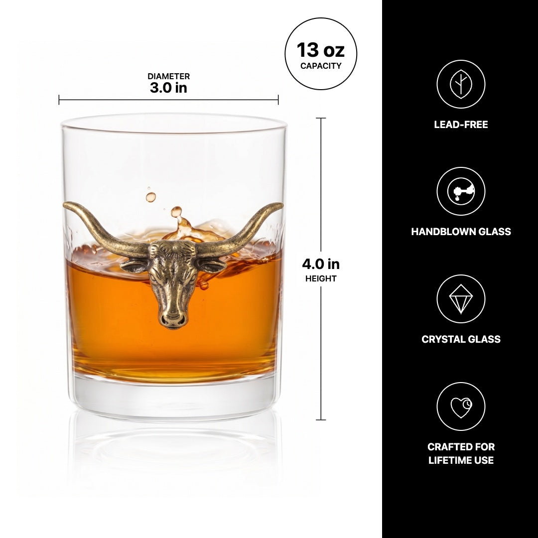 Gold Longhorn Whiskey Glasses