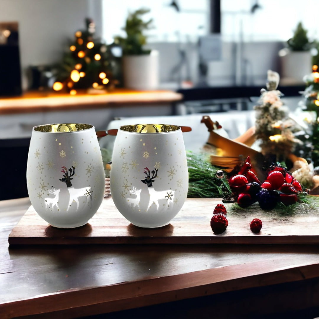 Silver Deer Stemless Wine Glasses