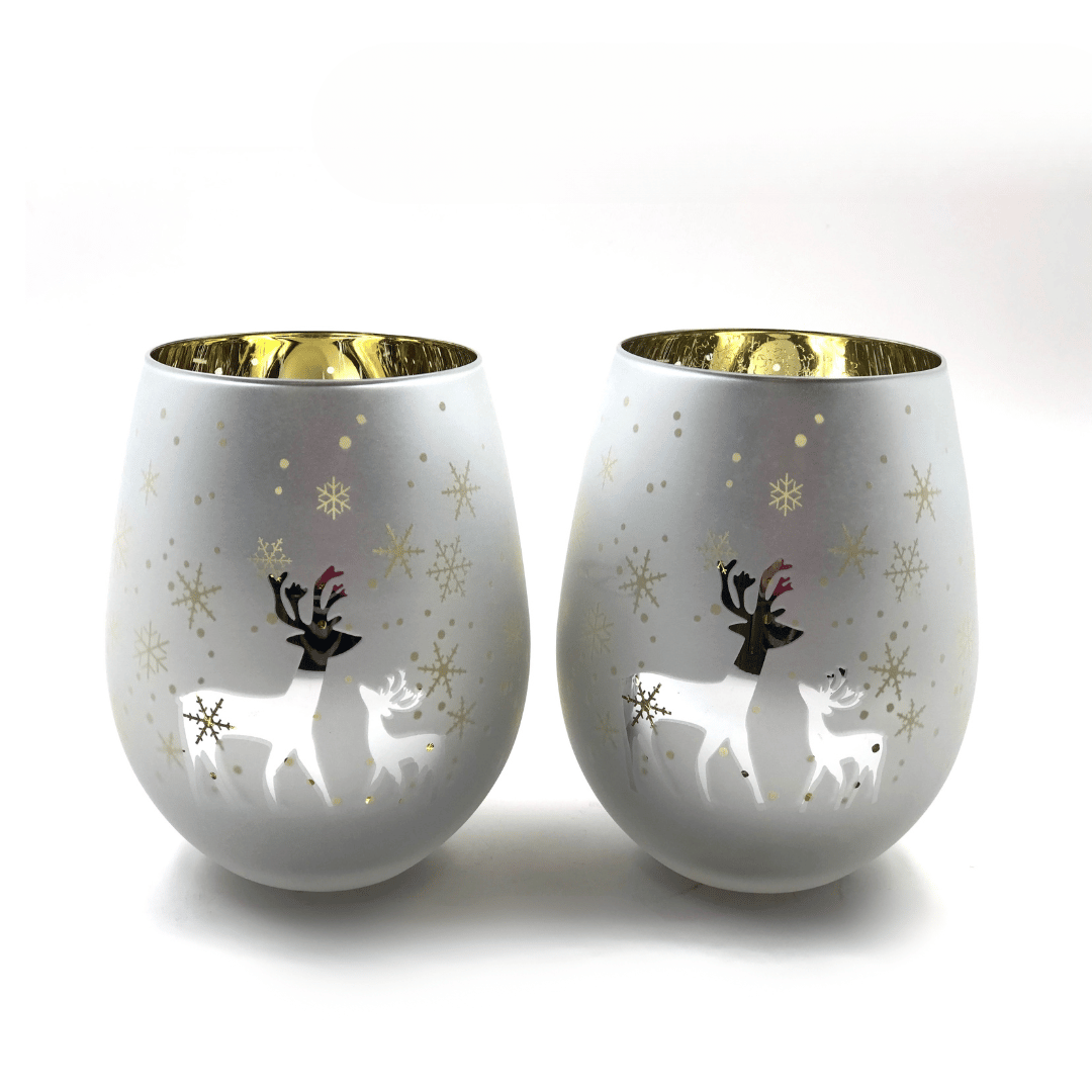 Silver Deer Stemless Wine Glasses