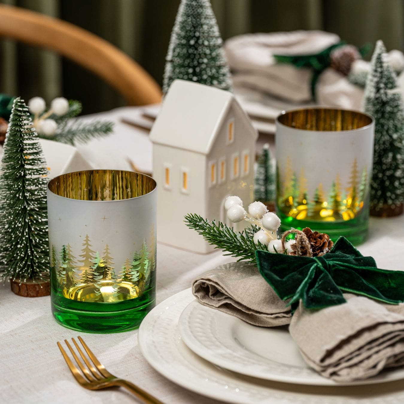 Green Pine Tree Whiskey Glasses