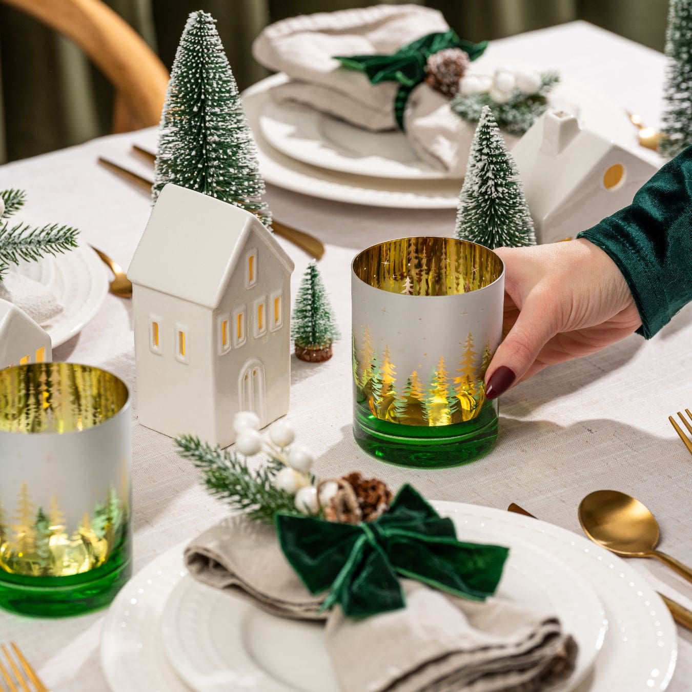 Green Pine Tree Whiskey Glasses