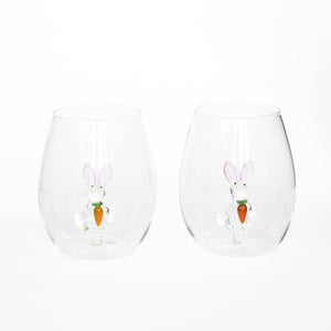 Easter Bunny Stemless Wine Glasses (Set of 2)