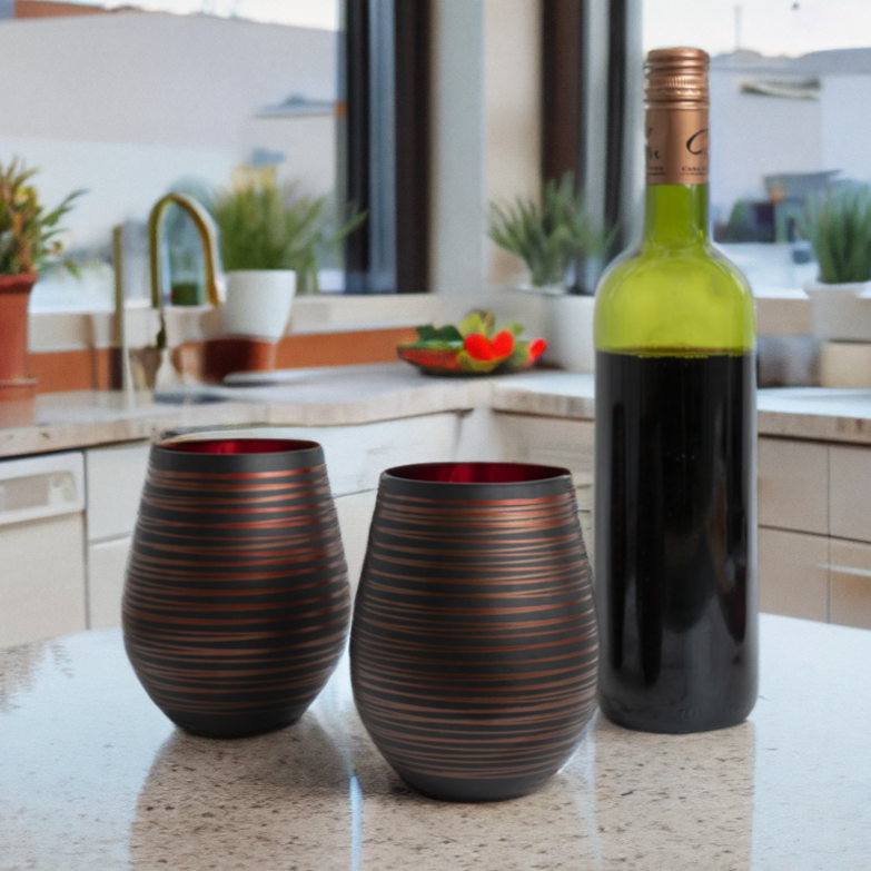 modern stemless wine glasses, wedding gift wine glasses, stemless wine glass gift box, engagement gift wine glasses