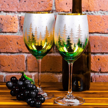 green glassware, fun wine glasses gifts, holiday glassware christmas, wine glass gift box, wine glass gift for her,
