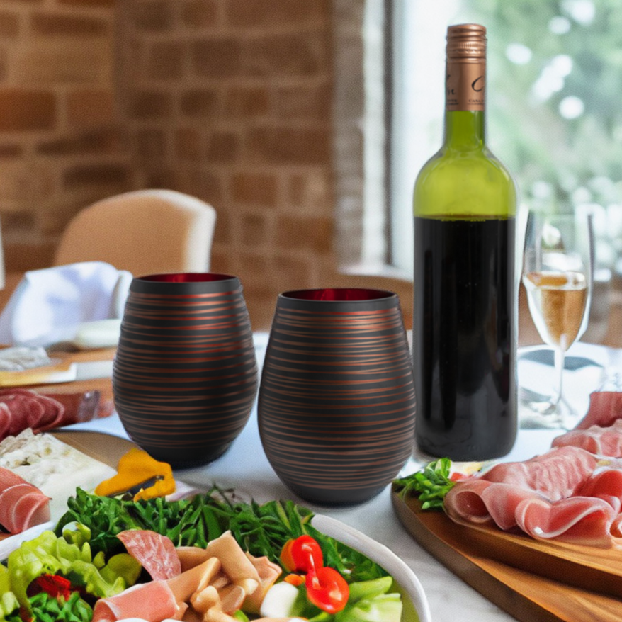 modern stemless wine glasses, wedding gift wine glasses, stemless wine glass gift box, engagement gift wine glasses