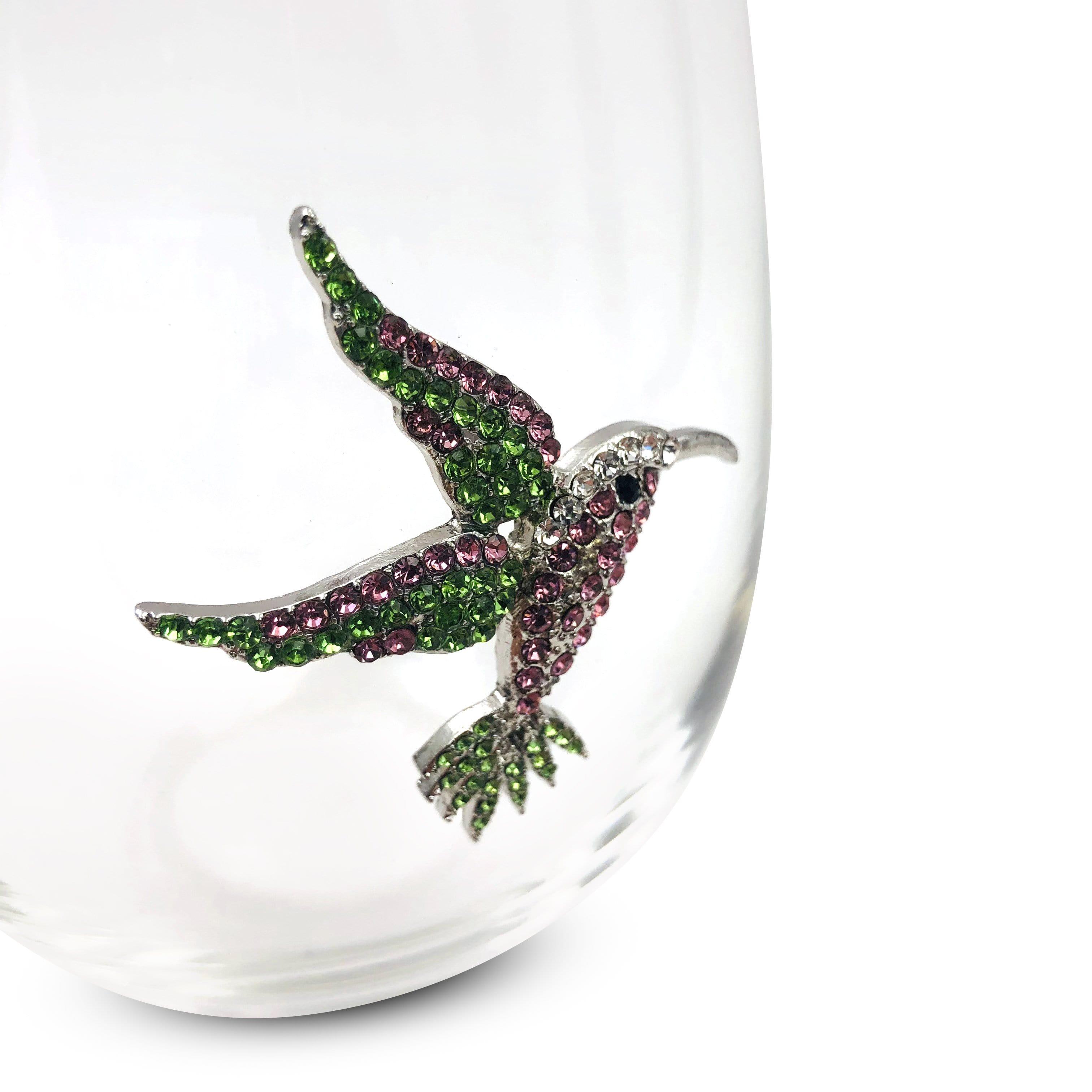 Jeweled Hummingbird Stemless Wine Glass