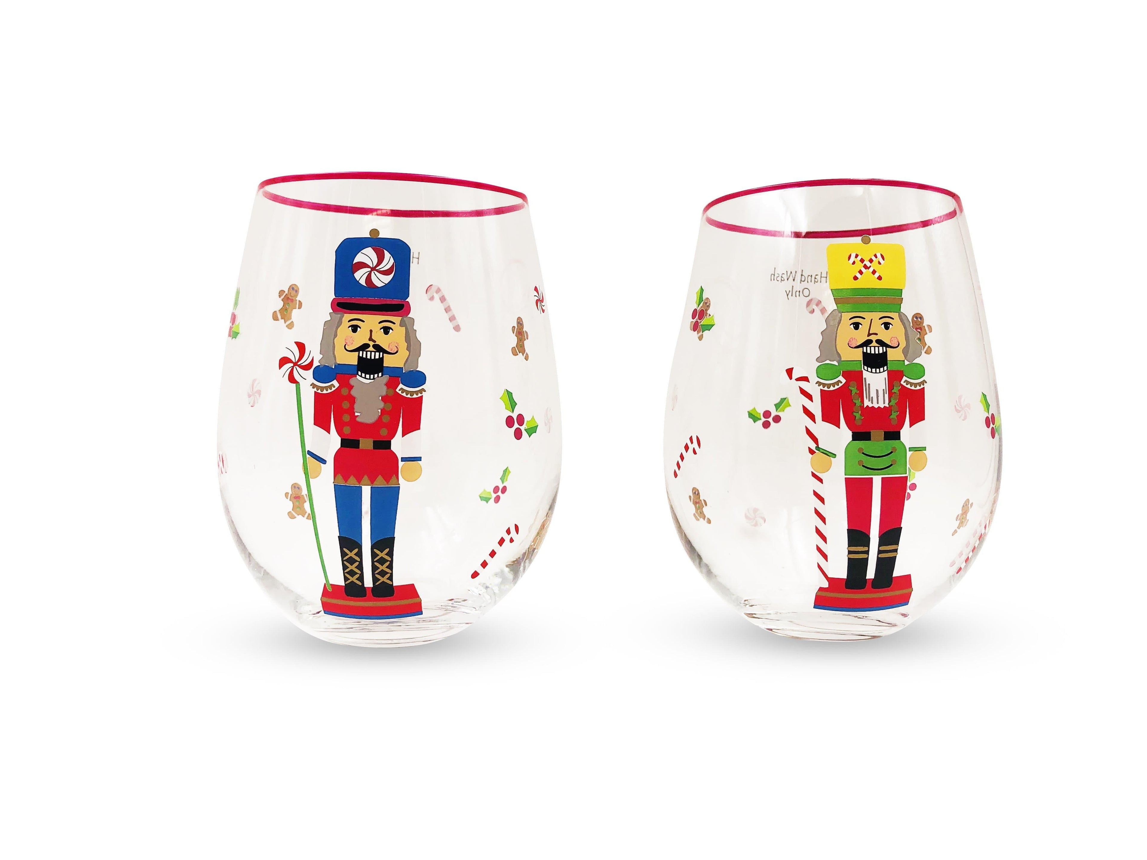 Christmas Nutcracker Stemless Wine Glasses
