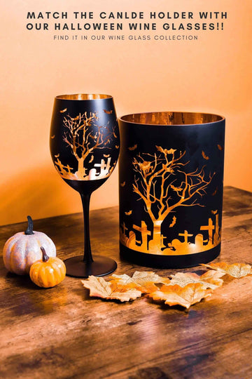 Halloween Candles | Halloween Candle Holder | Black Candle Holder | Glass Candle Holder | Halloween Decor | DIY Halloween Decor |