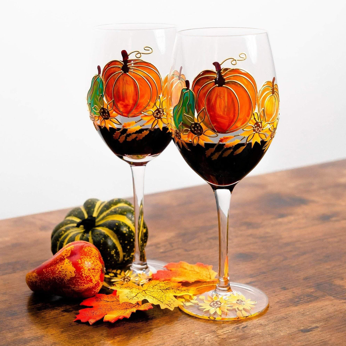 Thanksgiving Wine Glasses (Set of 2) | Thanksgiving Decorations for Table | Fall Wedding Decor | Fall Centerpiece | Pumpkin Mug |